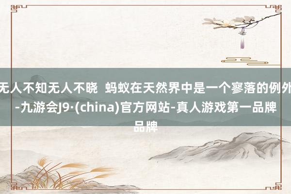 无人不知无人不晓  蚂蚁在天然界中是一个寥落的例外-九游会J9·(china)官方网站-真人游戏第一品牌